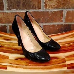 Calvin Klein Black Faux Snakeskin Heels Sz 7